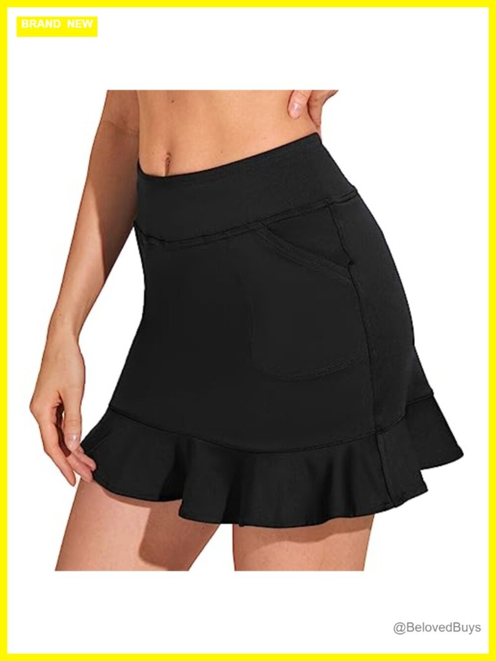 Women's 15" Golf Skort with 4 Pockets Ruffle Hem High Waisted Polyester Blend